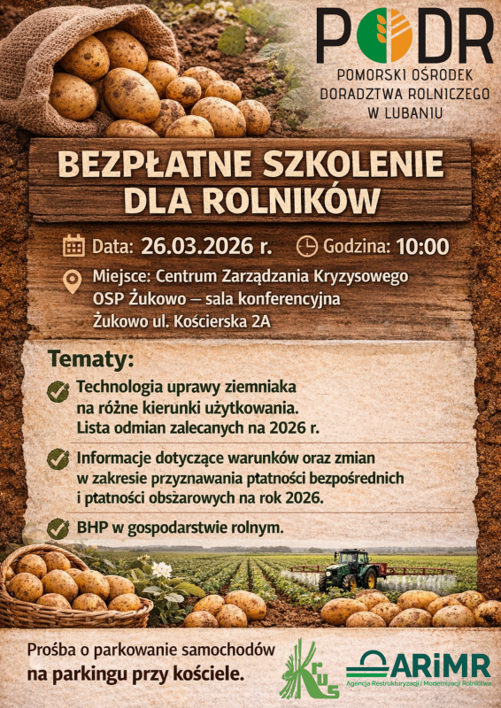 BEZPŁATNE SZKOLENIE DLA ROLNIKÓW