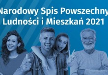 Na grafice 4 uśmiechnięte osoby oraz napis: 'Narodowy Spis Powszechny Ludności i Mieszkań 2021' - powiększ