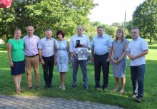 Wspólne zdjęcie naszej delegacji z Merem Balvii Andrisem Kazinovskis i wice mer Panią Sarmite Cunska - powiększ