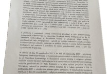 Fragment pisma urzędowego dotyczącego nieprawidłowości w przebiegu konkursu na stanowisko dyrektora szkoły w Skrzeszewie, z odniesieniem do dokumentacji i działań nadzorczych. - powiększ