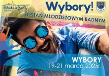 Grafika promująca wybory do Młodzieżowej Rady Gminy Żukowo, które odbędą się w dniach 19–21 marca 2025 roku. Hasło przewodnie: „Zostań Młodzieżowym Radnym!” zachęca młodych do zaangażowania się w życie publiczne gminy. - powiększ