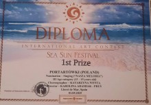 Dyplom za zajęcie I miejsca w konkursie artystycznym Sea Sun Festival – przyznany zespołowi Portartówki (Polska) za występ taneczny w Hiszpanii, Lloret de Mar, 2025. - powiększ