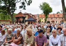 Tłum ludzi w słoneczny dzień na koncercie. - powiększ