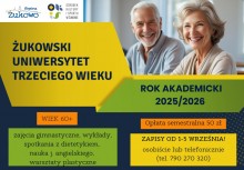 Plakat informujący o Żukowskim Uniwersytecie Trzeciego Wieku.