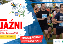 Z lewej strony plakatu napis XIII Bieg Przyjaźni a z prawej grupa biegaczy.