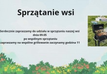 Plakat informujący o sprzątaniu wsi Babi Dół - powiększ
