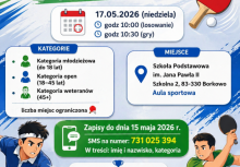 Plakat informujący o turnieju tenisa stołowego - powiększ