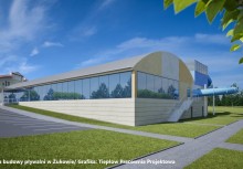 Na zdjęciu widoczna koncepcja budowy pływalni w Żukowie - powiększ