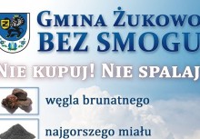 Ulotka, duży napis: Gmina Żukowo bez smogu. Nie kupuj nie spalaj. - powiększ