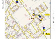 Mapa z czasową organizacją ruchu na ulicach Rolniczej i Halnej w Baninie. - powiększ