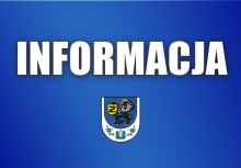 grafika informacyjna z napisem INFORMACJA i herbem Gminy Żukowo