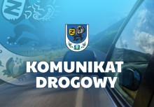 Grafika z napisem 'Komunikat drogowy' oraz herbem Gminy Żukowo - powiększ