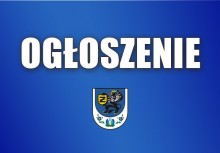 grafika informacyjna z napisem OGŁOSZENIE i herbem Gminy Żukowo.