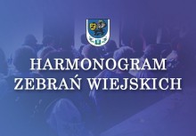 Na grafice logo Gminy Żukowo i napis: 'Harmonogram zebrań wiejskich'. W tle siedzące osoby.