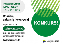 [baner w formacie jpg.] Powszechny Spis Rolny 2020. Konkurs „Rolniku, spisz się i wygrywaj”  - powiększ