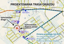 Mapka z trasą objazdu