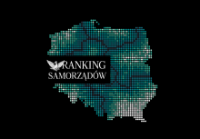 Zarys granic Polski. Na niej napis 'Ranking Samorządów'