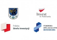 Na grafice herb Gminy Żukowo oraz loga Invest in Pomerania, Polskiej Strefy Inwestycji i Pomorskiej Specjalnej Strefy Ekonomicznej 
