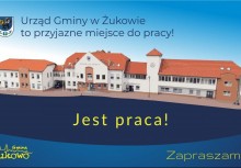 Grafika z napisem przewodnim 'Jest praca' - powiększ
