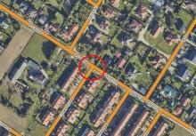 Mapa Banina wskazująca miejsce utrudnień