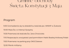 Zaproszenie na Gminne obchody święta Konstytucji 3 Maja. 