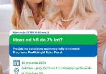 Plakat dotyczący bezpłatnej mammografii - powiększ