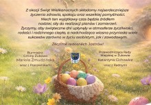 Na zdjęciu kartka z życzeniami Wielkanocnymi.