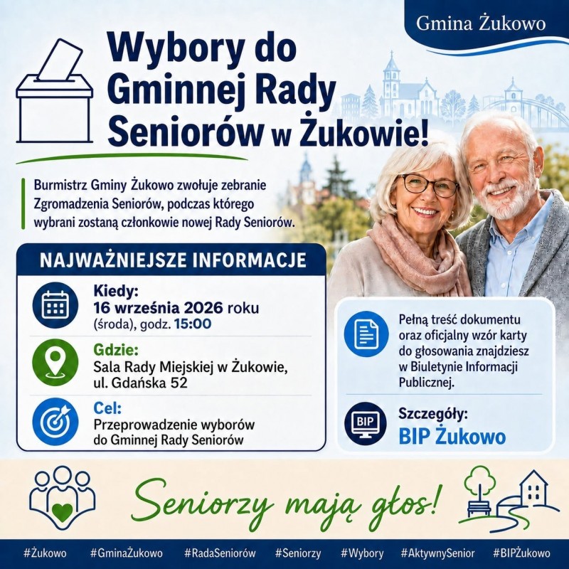Wybory do Gminnej Rady Seniorów w Żukowie!